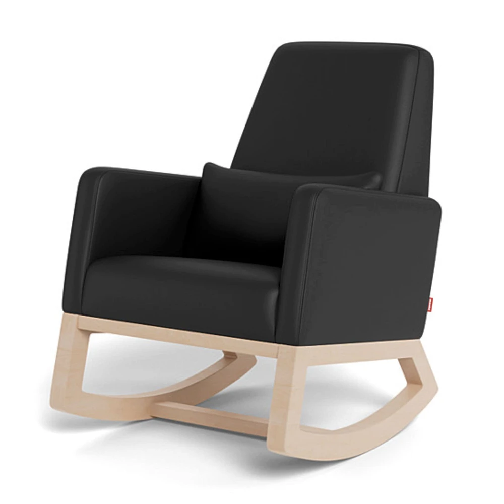 Joya Rocking Chair - Black Leather / Natural Wood
