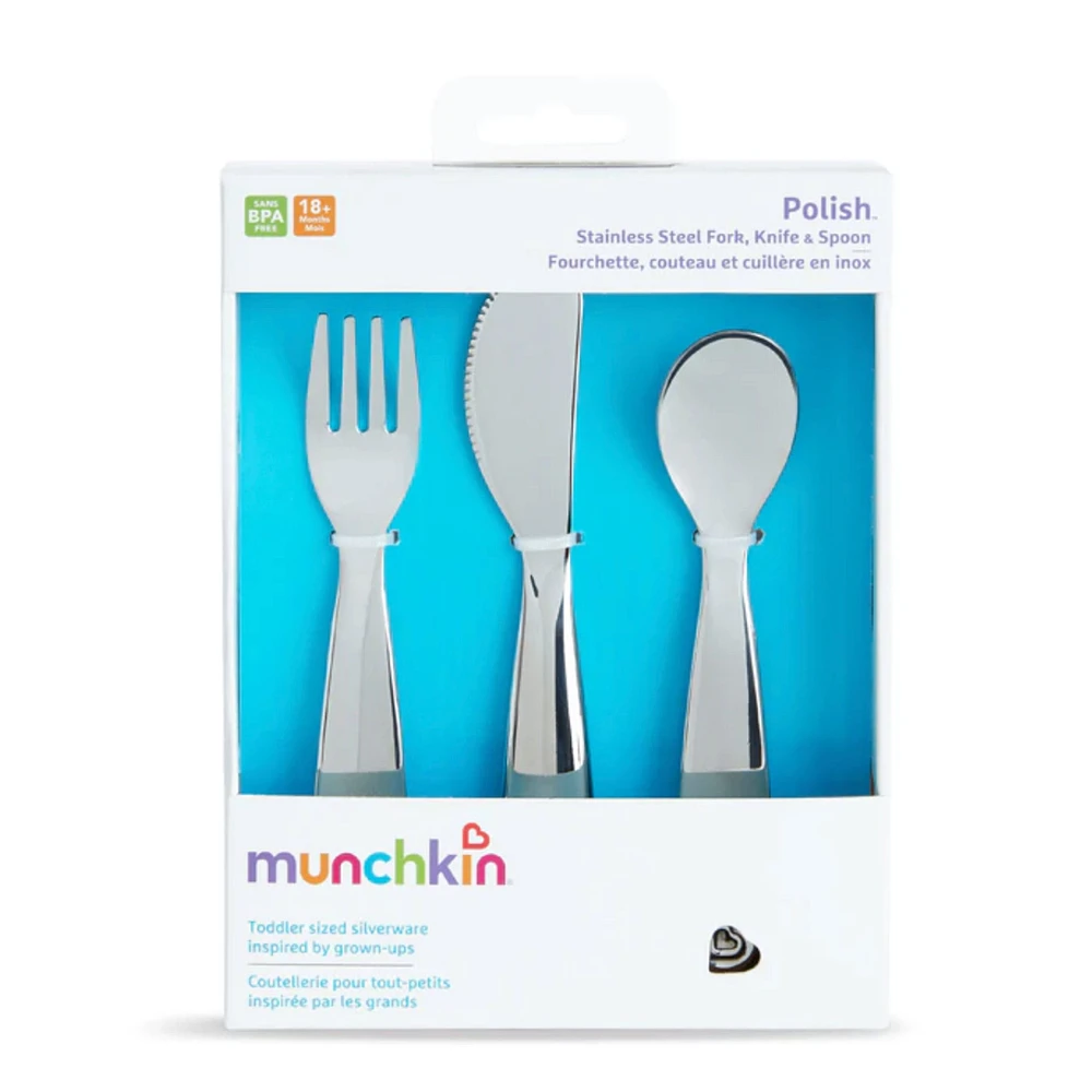 Polish™ Stainless Steel Toddler Fork, Knife & Spoon Set