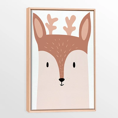 Toile avec Cadre en Bois Naturel - Chevreuil