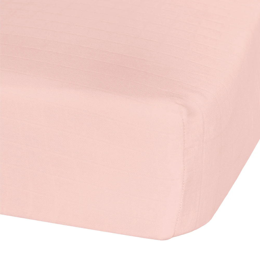 Baby Crib Fitted Sheet - Pink Muslin
