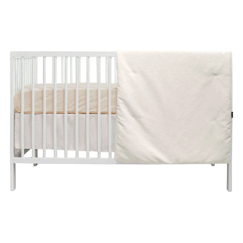 3-Piece Crib Bedding Set - Beige Linen Look