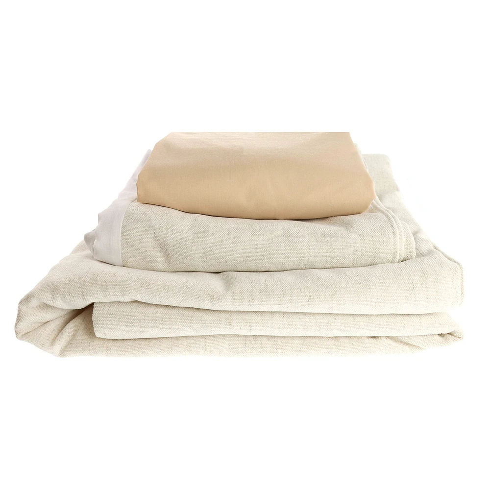 3-Piece Crib Bedding Set - Beige Linen Look