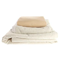 3-Piece Crib Bedding Set - Beige Linen Look