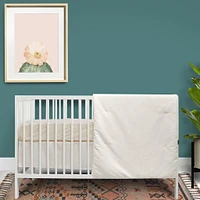 3-Piece Crib Bedding Set - Beige Linen Look