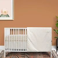 3-Piece Crib Bedding Set - Beige Linen Look