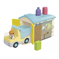 Ouvrier Avec Camion Et Garage