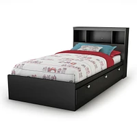 Storage Bed and Bookcase Headboard Set - Spark Pure Black