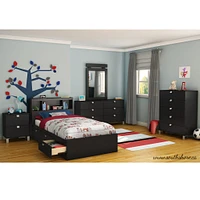 Storage Bed and Bookcase Headboard Set - Spark Pure Black