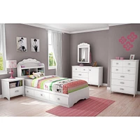 Tiara Mates Bed with Bookcase Headboard Set - Pure White