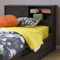 Fynn Twin Headboard with Storage - Gray Oak