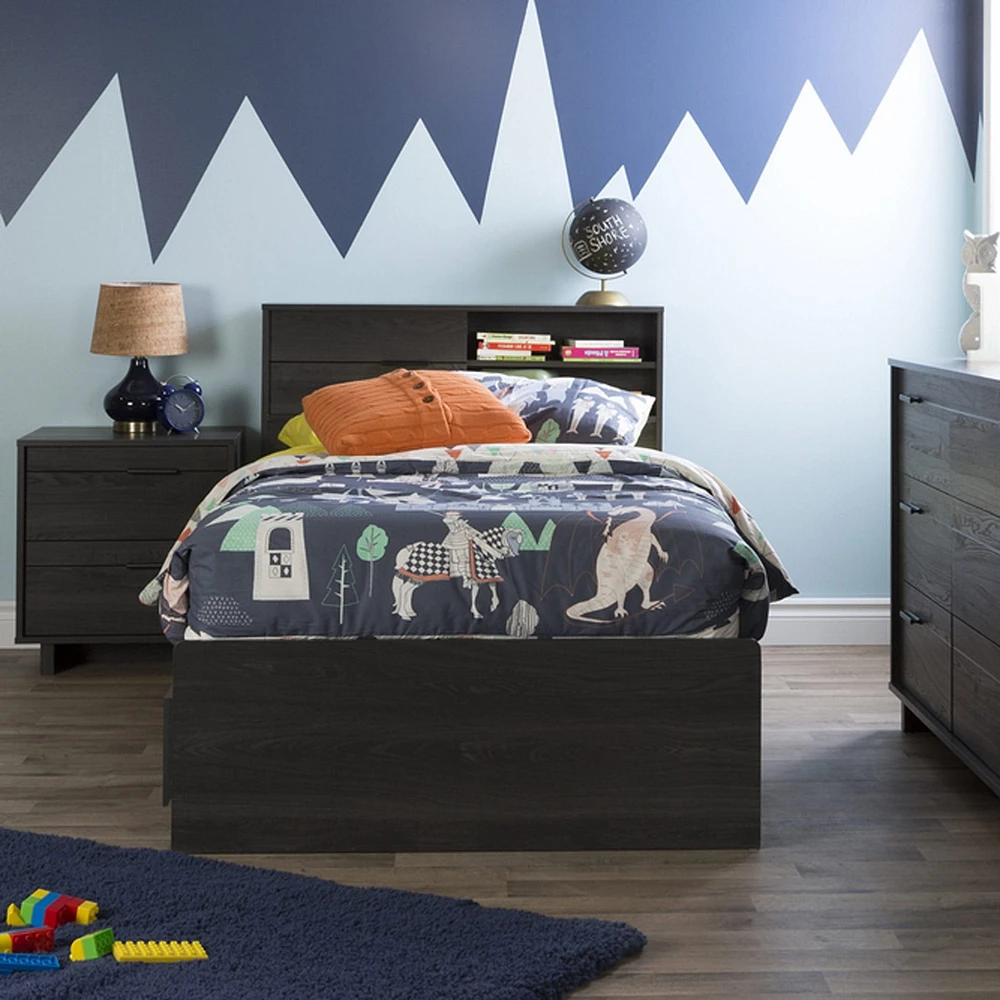 Fynn Twin Headboard with Storage - Gray Oak