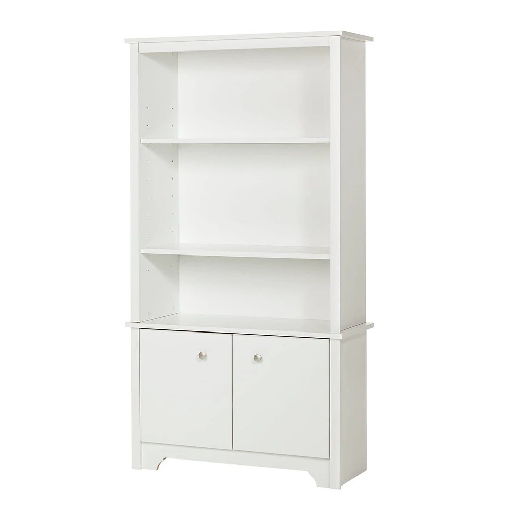 Bibliothèque 3 tablettes avec portes - Vito Blanc solide