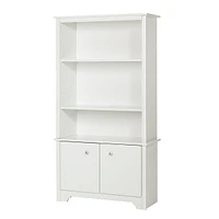 Bibliothèque 3 tablettes avec portes - Vito Blanc solide
