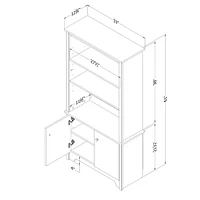 Bibliothèque 3 tablettes avec portes - Vito Blanc solide