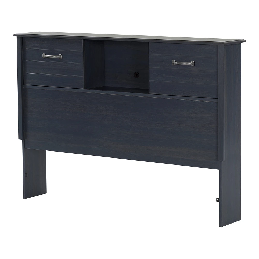Bookcase Double Headboard with Doors - Ulysses Blueberry