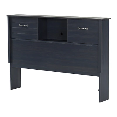 Bookcase Double Headboard with Doors - Ulysses Blueberry