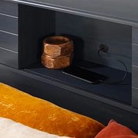 Bookcase Double Headboard with Doors - Ulysses Blueberry