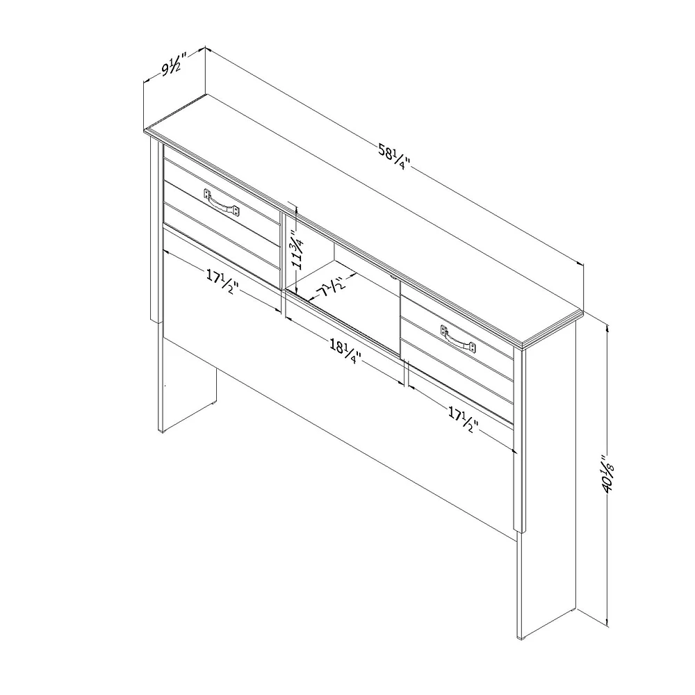 Bookcase Double Headboard with Doors - Ulysses Blueberry