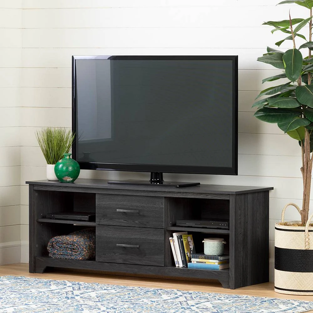 Meuble TV Fusion avec Tiroirs pour Télé jusqu’à 60" - Chêne Gris