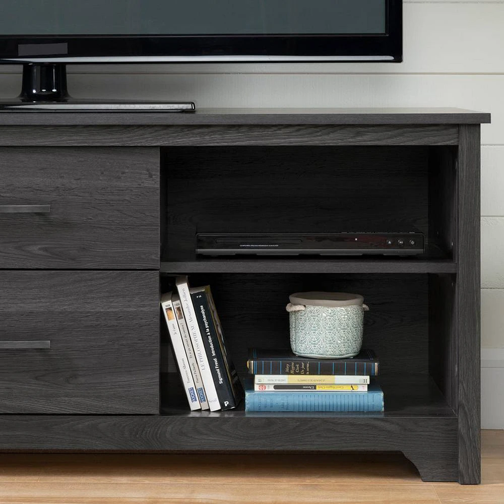 Meuble TV Fusion avec Tiroirs pour Télé jusqu’à 60" - Chêne Gris