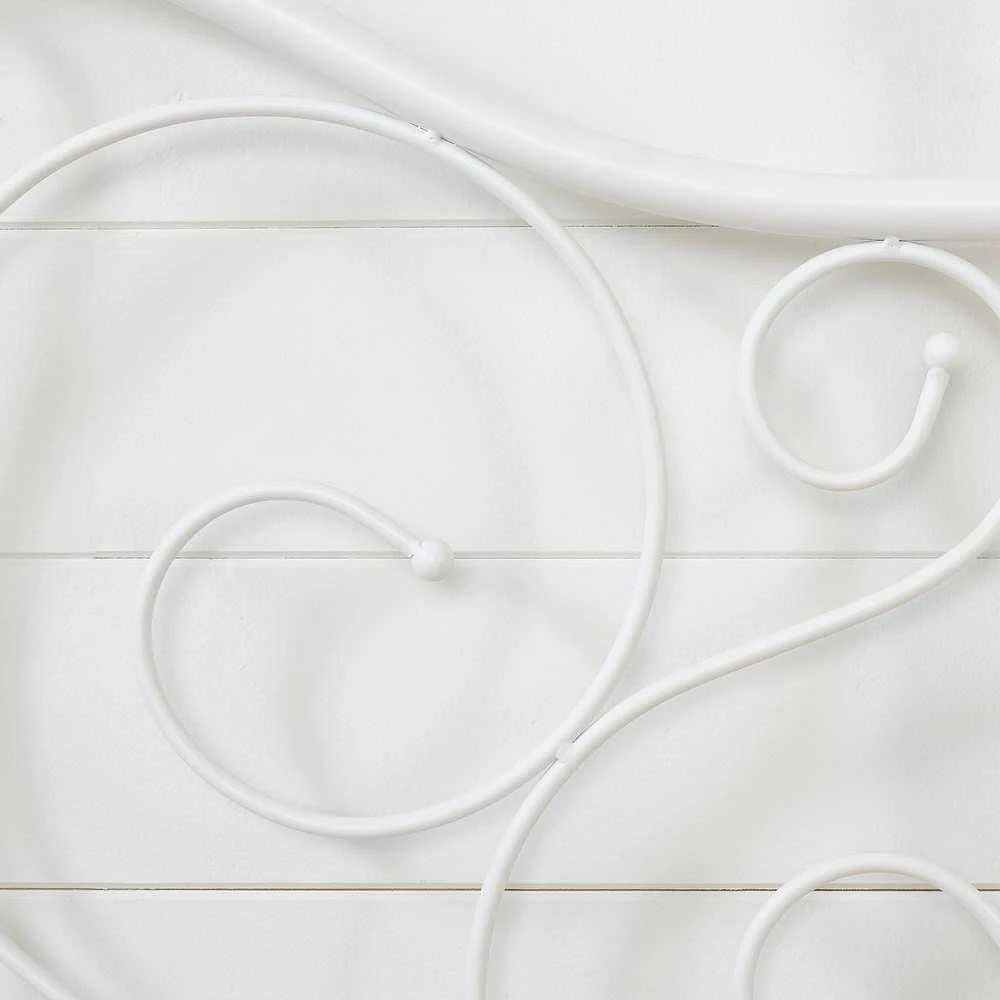 Lit Double Plateforme avec Pied et Tête de Lit en Métal Summer Breeze - Blanc