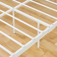 Lit Double Plateforme avec Pied et Tête de Lit en Métal Summer Breeze - Blanc