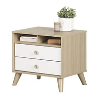 Yodi 2-Drawer Nightstand - Soft Elm and Pure White