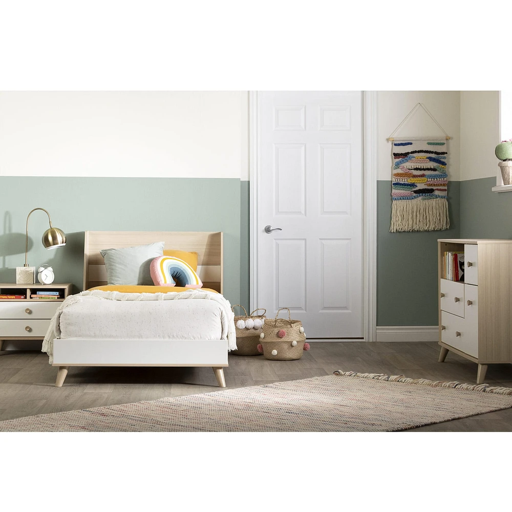 Yodi 2-Drawer Nightstand - Soft Elm and Pure White