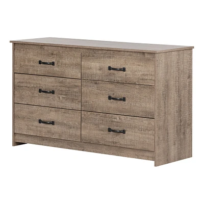 6-Drawer Double Dresser - Tassio Weathered Oak