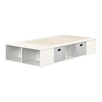 Lit Plateforme Simple avec Paniers Flexible - Blanc Solide