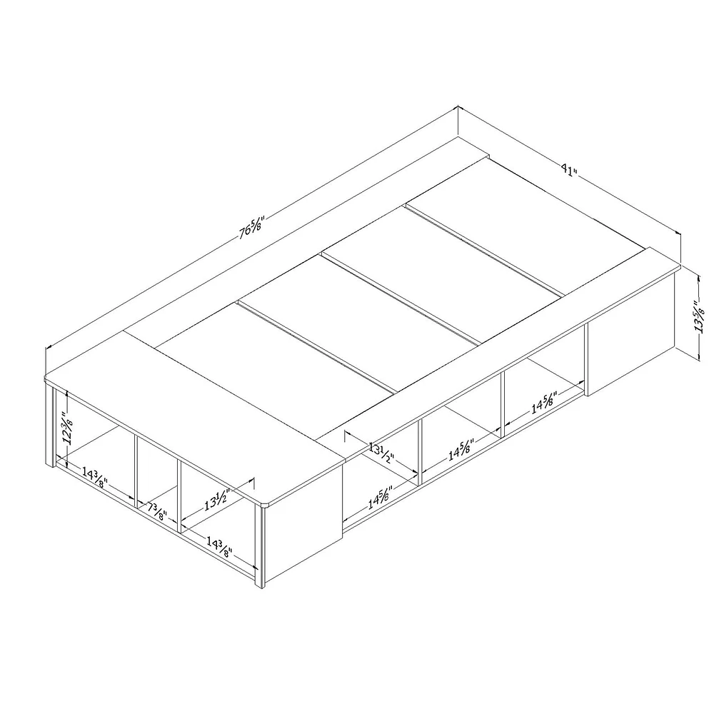 Lit Plateforme Simple avec Paniers Flexible - Blanc Solide