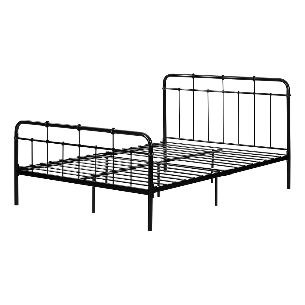 Lit Double Plateforme Complet en Métal - Versa Noir Solide