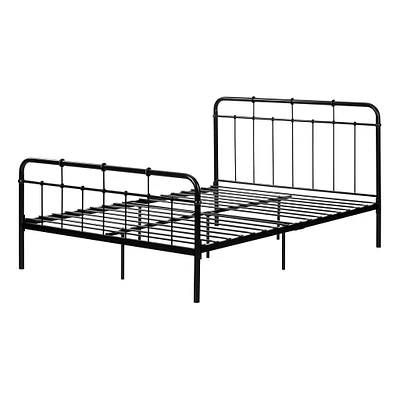 Lit Double Plateforme Complet en Métal - Versa Noir Solide
