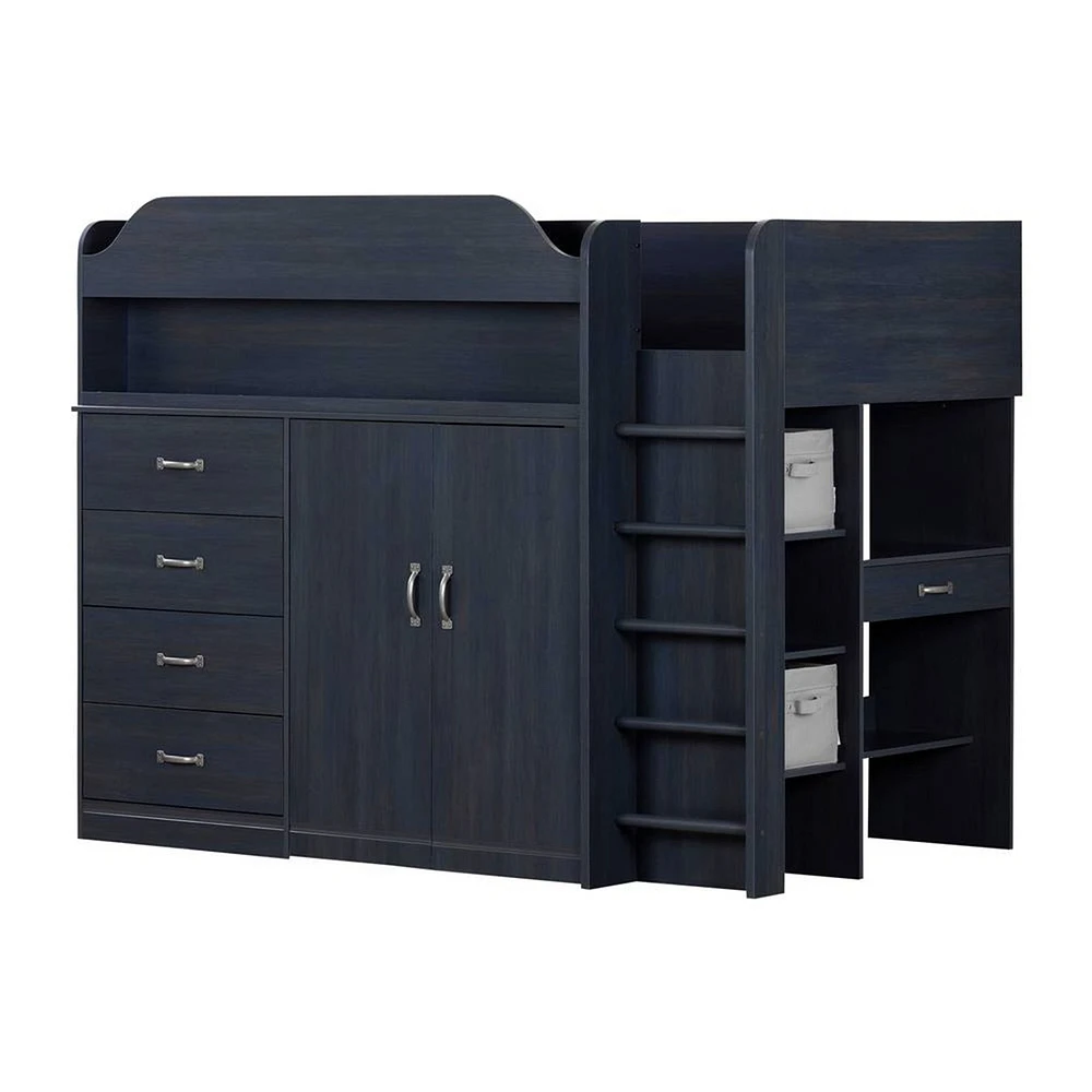 Loft Twin Bed with Desk Asten - Blueberry