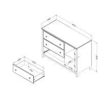 Bureau 3 Tiroirs avec Paniers de Rangement Cotton Candy - Myrtille
