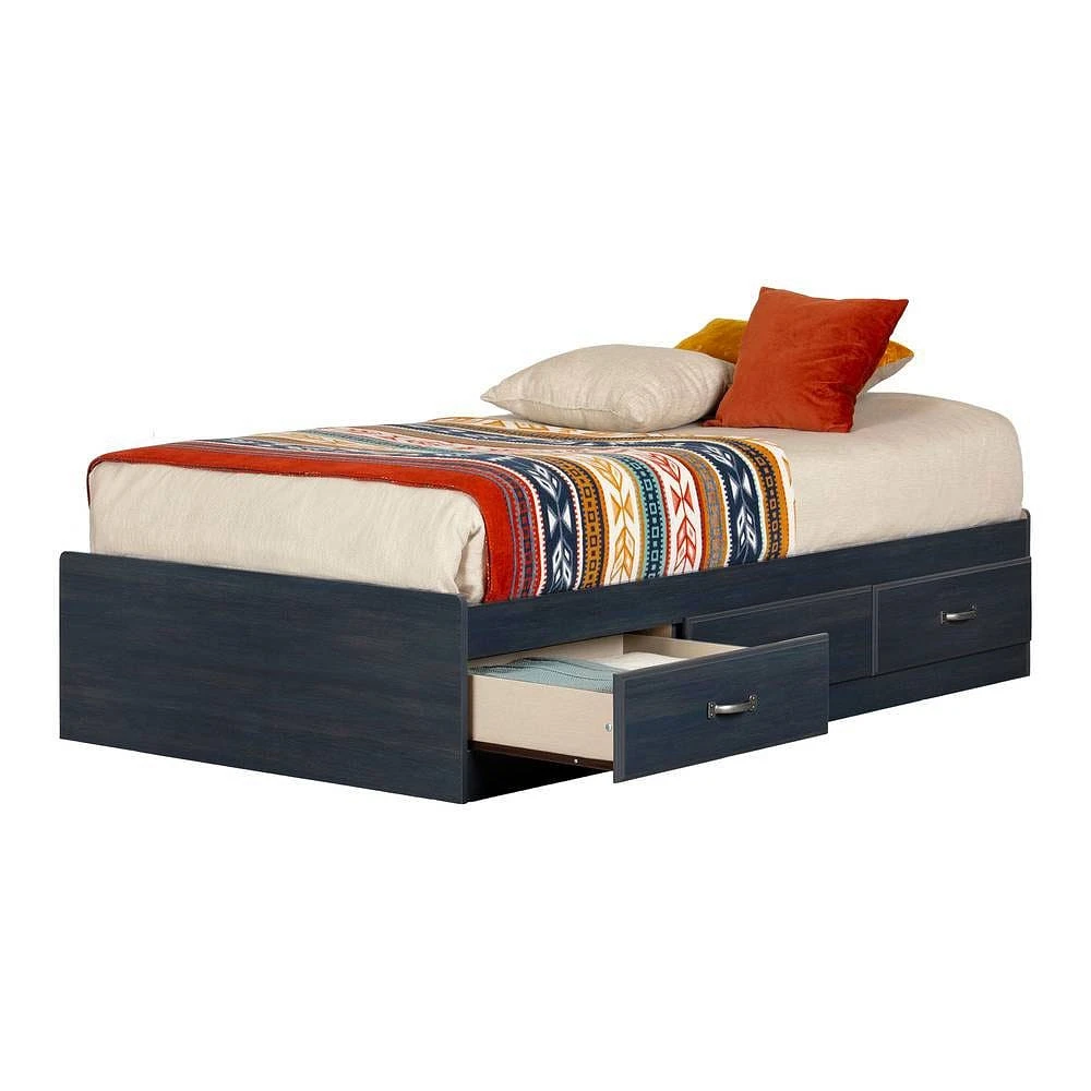 Twin Bed with 3 Drawers Asten - Blueberry