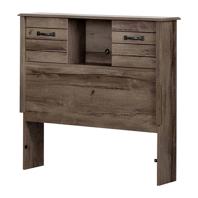Twin Bed Bookcase Headboard with Sliding Doors Asten - Fall Oak