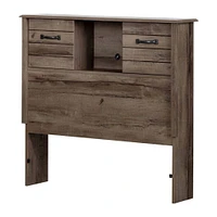 Twin Bed Bookcase Headboard with Sliding Doors Asten - Fall Oak