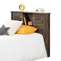 Twin Bed Bookcase Headboard with Sliding Doors Asten - Fall Oak
