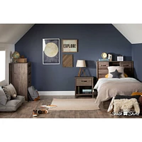 Twin Bed Bookcase Headboard with Sliding Doors Asten - Fall Oak