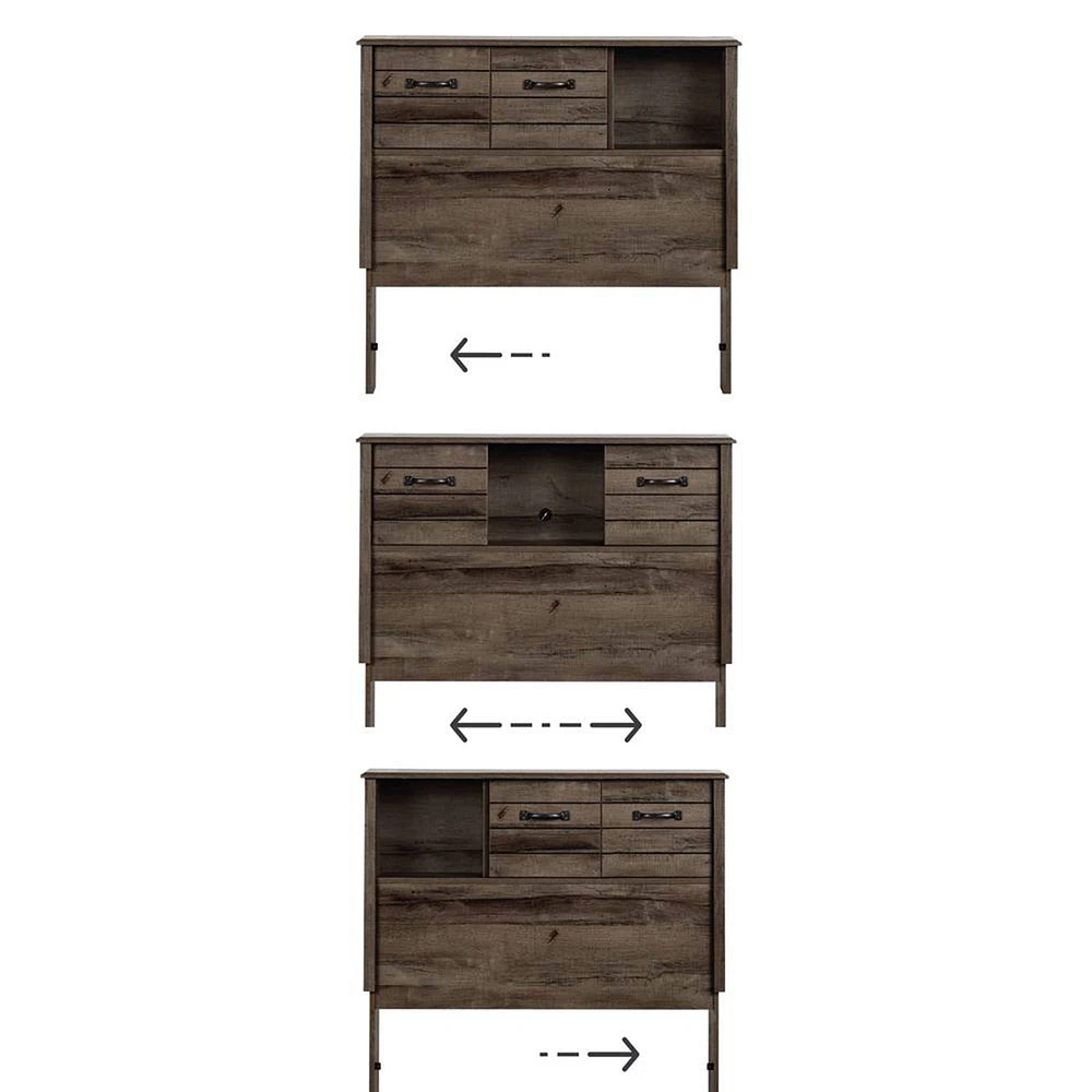 Twin Bed Bookcase Headboard with Sliding Doors Asten - Fall Oak