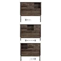 Twin Bed Bookcase Headboard with Sliding Doors Asten - Fall Oak