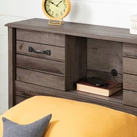 Twin Bed Bookcase Headboard with Sliding Doors Asten - Fall Oak
