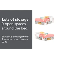 Queen Bed with Storage and Baskets - Flexible Pure White