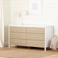 Commode double 6 Tiroirs - Munich Blanc et Orme Naturel