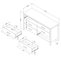 Commode double 6 Tiroirs - Munich Blanc et Orme Naturel