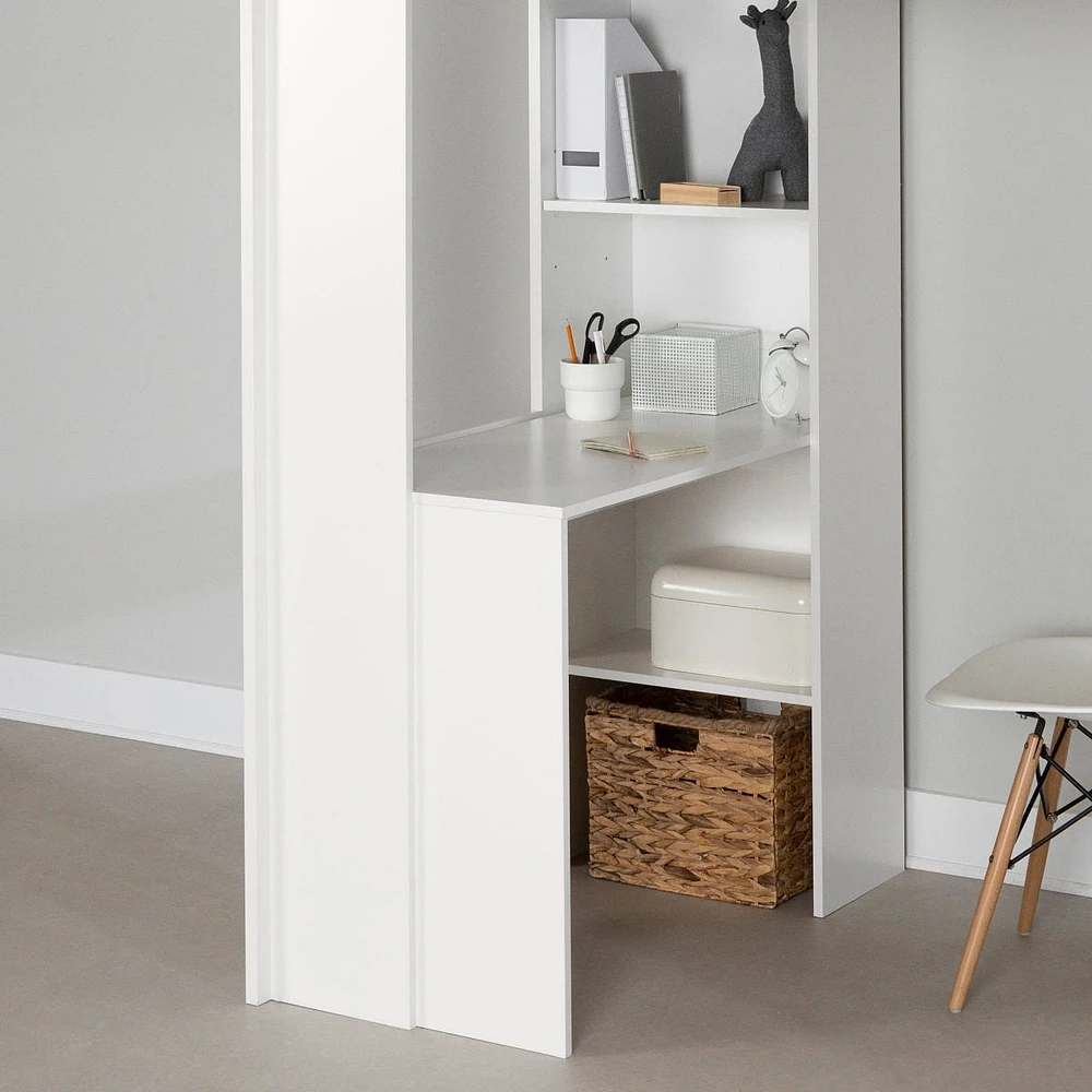 Lit Simple Mezzanine avec bureau - Logik Blanc solide
