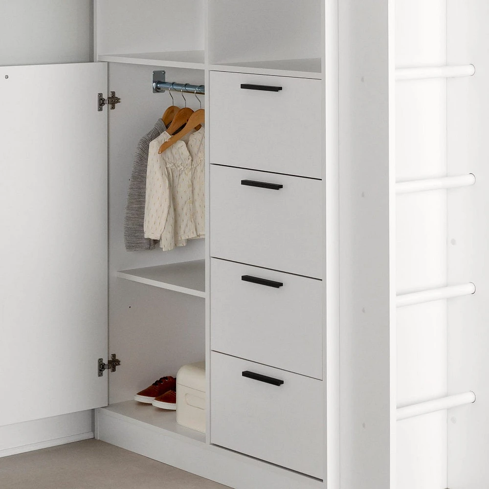Lit Simple Mezzanine avec bureau - Logik Blanc solide