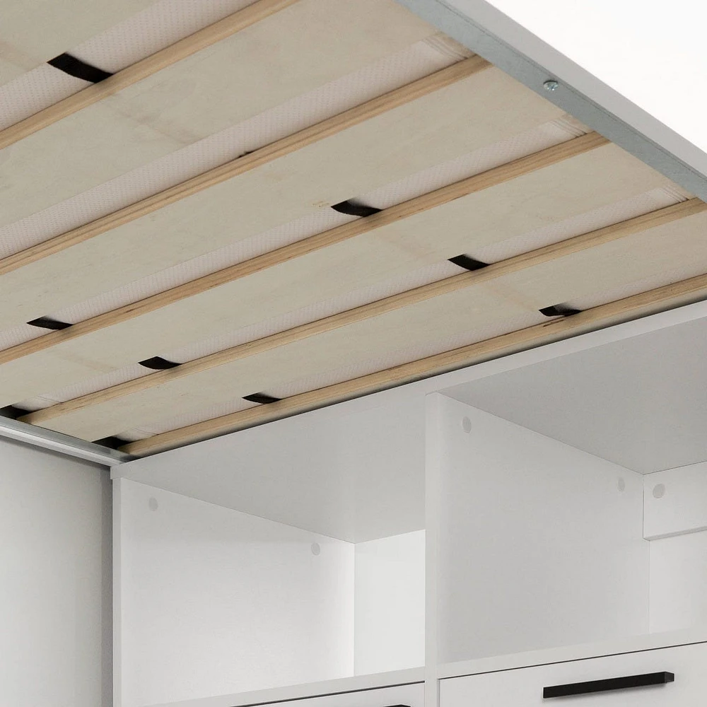 Lit Simple Mezzanine avec bureau - Logik Blanc solide