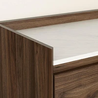 Table de Nuit 2 Tiroirs - Hype Noyer naturel et Marbre carrara